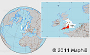 Gray Location Map of South West, highlighted parent region, within the entire country
