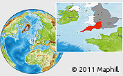 Physical Location Map of South West, highlighted country, highlighted parent region