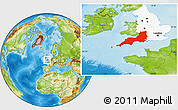 Physical Location Map of South West, highlighted parent region