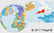 Political Location Map of South West, highlighted country