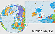 Political Location Map of South West, highlighted parent region, within the entire country