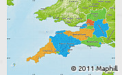 Political Map of South West, physical outside