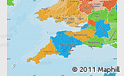 Political Map of South West, political shades outside