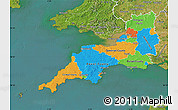 Political Map of South West, satellite outside