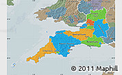Political Map of South West, semi-desaturated
