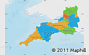 Political Map of South West, single color outside