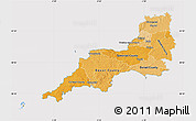 Political Shades Map of South West, cropped outside