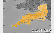 Political Shades Map of South West, darken, desaturated