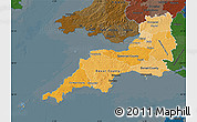 Political Shades Map of South West, darken