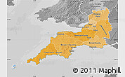 Political Shades Map of South West, desaturated