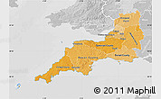 Political Shades Map of South West, lighten, desaturated