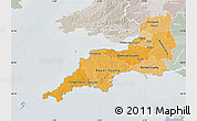 Political Shades Map of South West, lighten, semi-desaturated