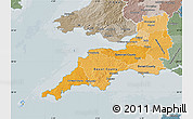 Political Shades Map of South West, semi-desaturated