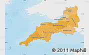 Political Shades Map of South West, single color outside