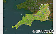 Satellite Map of South West, darken