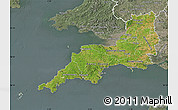 Satellite Map of South West, semi-desaturated