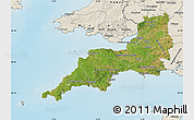 Satellite Map of South West, shaded relief outside