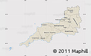 Shaded Relief Map of South West, cropped outside