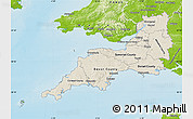 Shaded Relief Map of South West, physical outside