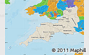 Shaded Relief Map of South West, political outside