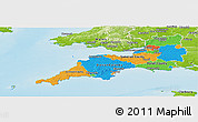Political Panoramic Map of South West, physical outside