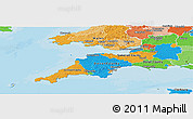 Political Panoramic Map of South West, political shades outside