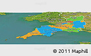 Political Panoramic Map of South West, satellite outside