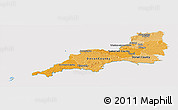 Political Shades Panoramic Map of South West, cropped outside