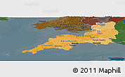 Political Shades Panoramic Map of South West, darken