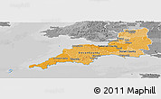 Political Shades Panoramic Map of South West, desaturated