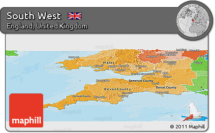 Political Shades Panoramic Map of South West