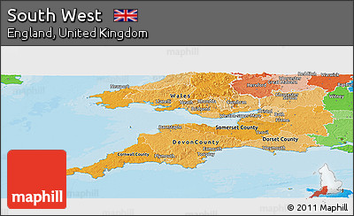 Political Shades Panoramic Map of South West