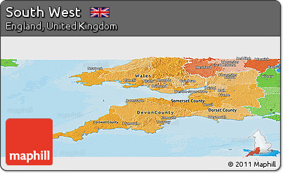 Political Shades Panoramic Map of South West