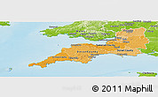 Political Shades Panoramic Map of South West, physical outside