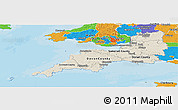 Shaded Relief Panoramic Map of South West, political outside
