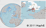 Gray Location Map of Poole, highlighted country, highlighted parent region, hill shading
