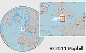 Gray Location Map of Poole, highlighted parent region, hill shading