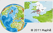 Physical Location Map of Poole, highlighted parent region, highlighted grandparent region