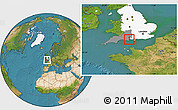Satellite Location Map of Poole, highlighted parent region, highlighted grandparent region