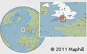 Savanna Style Location Map of Poole, highlighted country, highlighted parent region, hill shading