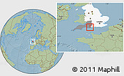 Savanna Style Location Map of Poole, highlighted parent region, highlighted grandparent region, hill shading