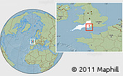 Savanna Style Location Map of Poole, highlighted parent region, hill shading