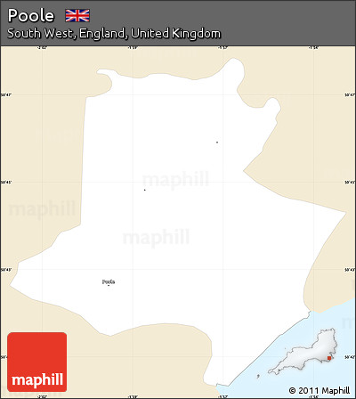 Classic Style Simple Map of Poole, single color outside