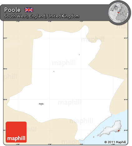 Classic Style Simple Map of Poole, single color outside