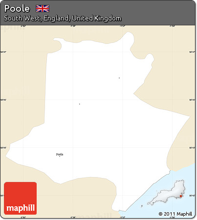 Classic Style Simple Map of Poole, single color outside