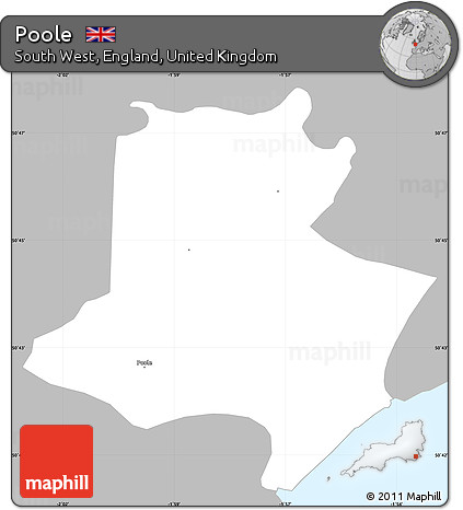 Gray Simple Map of Poole, single color outside