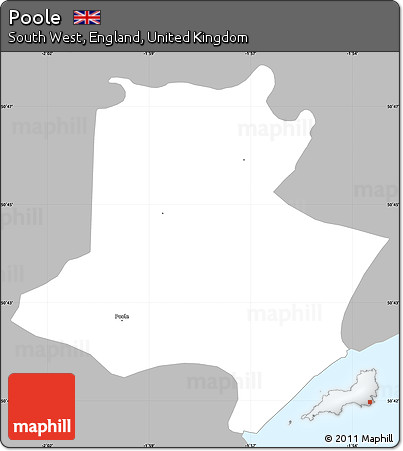 Gray Simple Map of Poole, single color outside