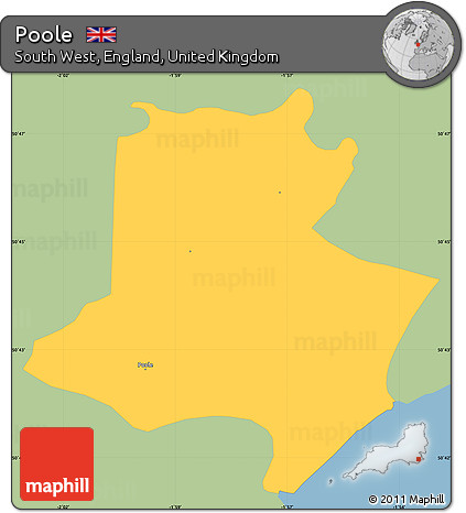 Savanna Style Simple Map of Poole, single color outside