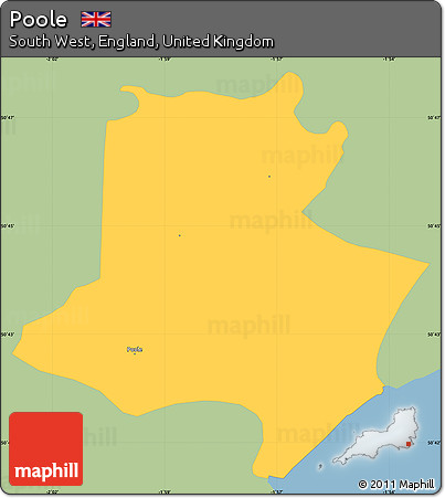 Savanna Style Simple Map of Poole, single color outside