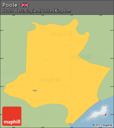 Savanna Style Simple Map of Poole, single color outside